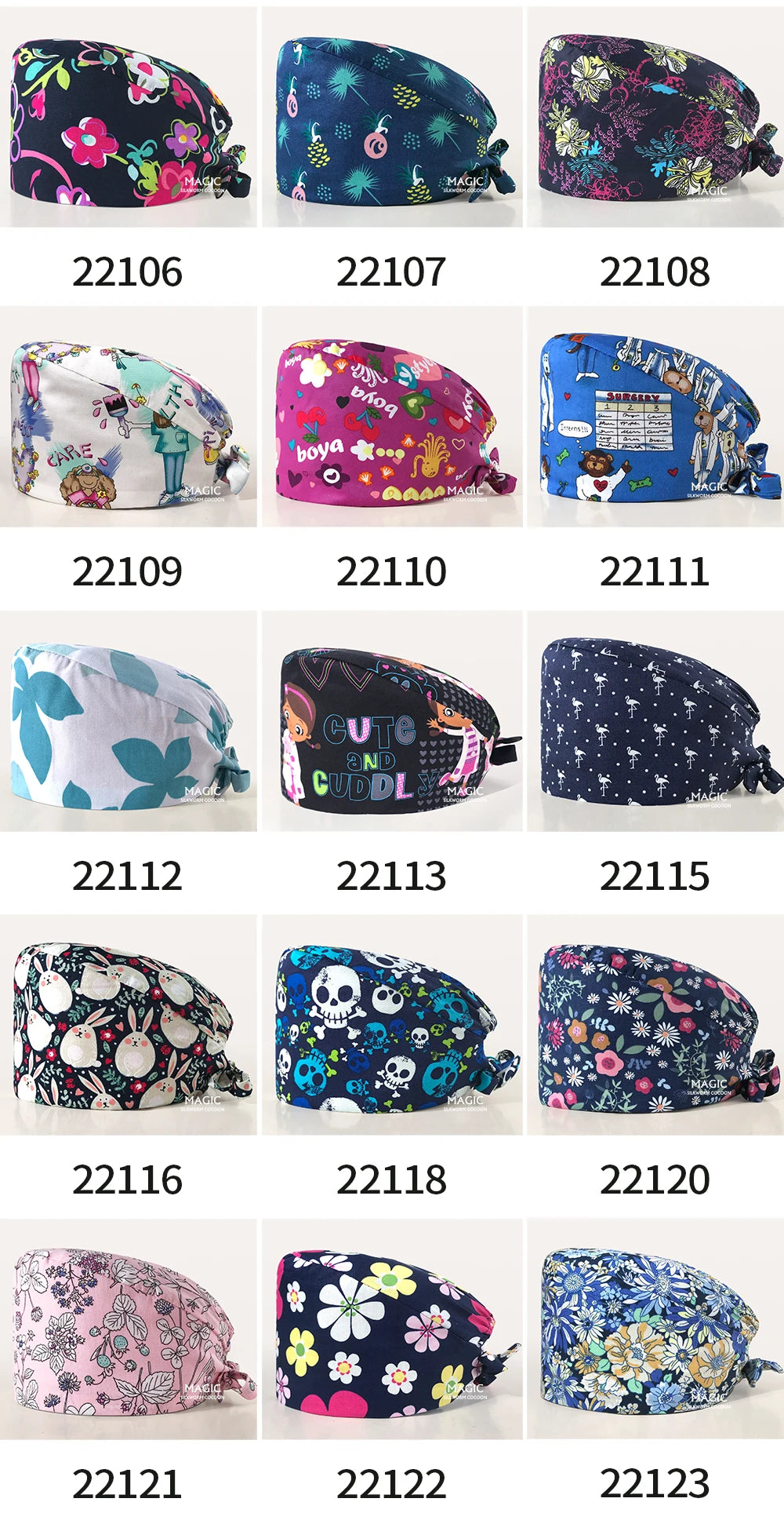 Surgical Caps Printing Pet Hospital Veterinary Scrub Hat Medical Surgery Caps Adjustable Clinic Dental Anesthetist Operation Hat