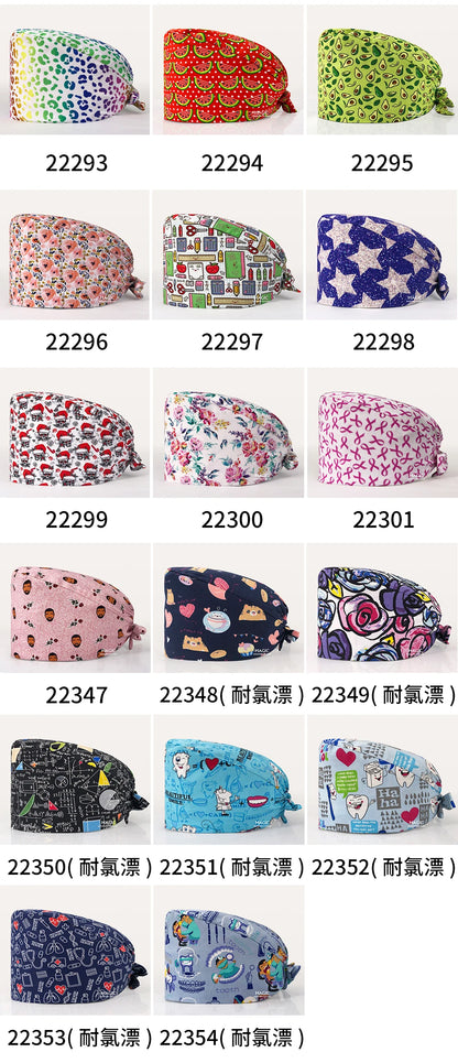 Surgical Caps Printing Pet Hospital Veterinary Scrub Hat Medical Surgery Caps Adjustable Clinic Dental Anesthetist Operation Hat