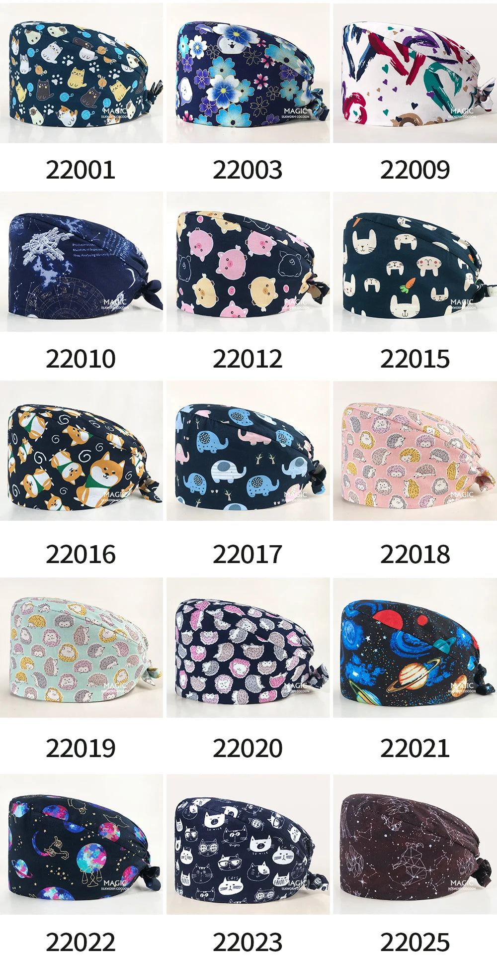 Surgical Caps Printing Pet Hospital Veterinary Scrub Hat Medical Surgery Caps Adjustable Clinic Dental Anesthetist Operation Hat