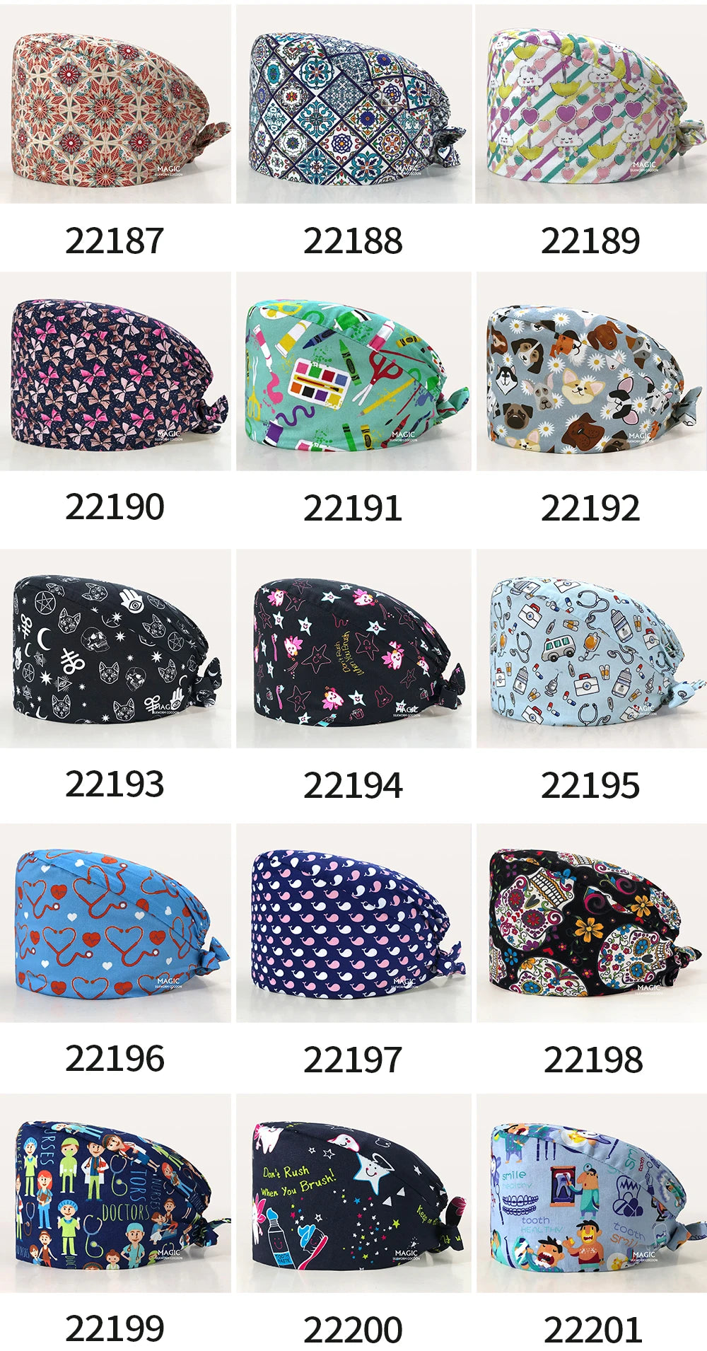 Surgical Caps Printing Pet Hospital Veterinary Scrub Hat Medical Surgery Caps Adjustable Clinic Dental Anesthetist Operation Hat