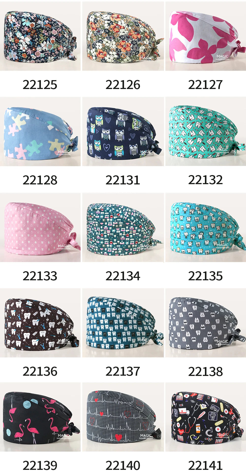 Surgical Caps Printing Pet Hospital Veterinary Scrub Hat Medical Surgery Caps Adjustable Clinic Dental Anesthetist Operation Hat