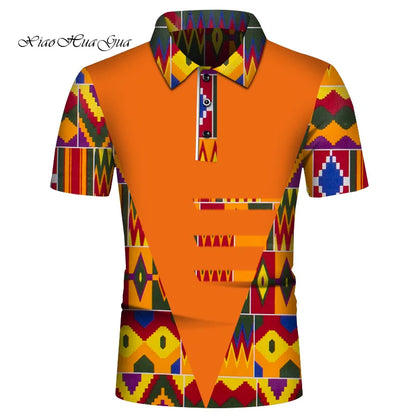 Summer African Shirt for Men African Print POLO Style Shirt Male Tops Short Sleeve Men African Clothes Fashion Plus Size Wyn860