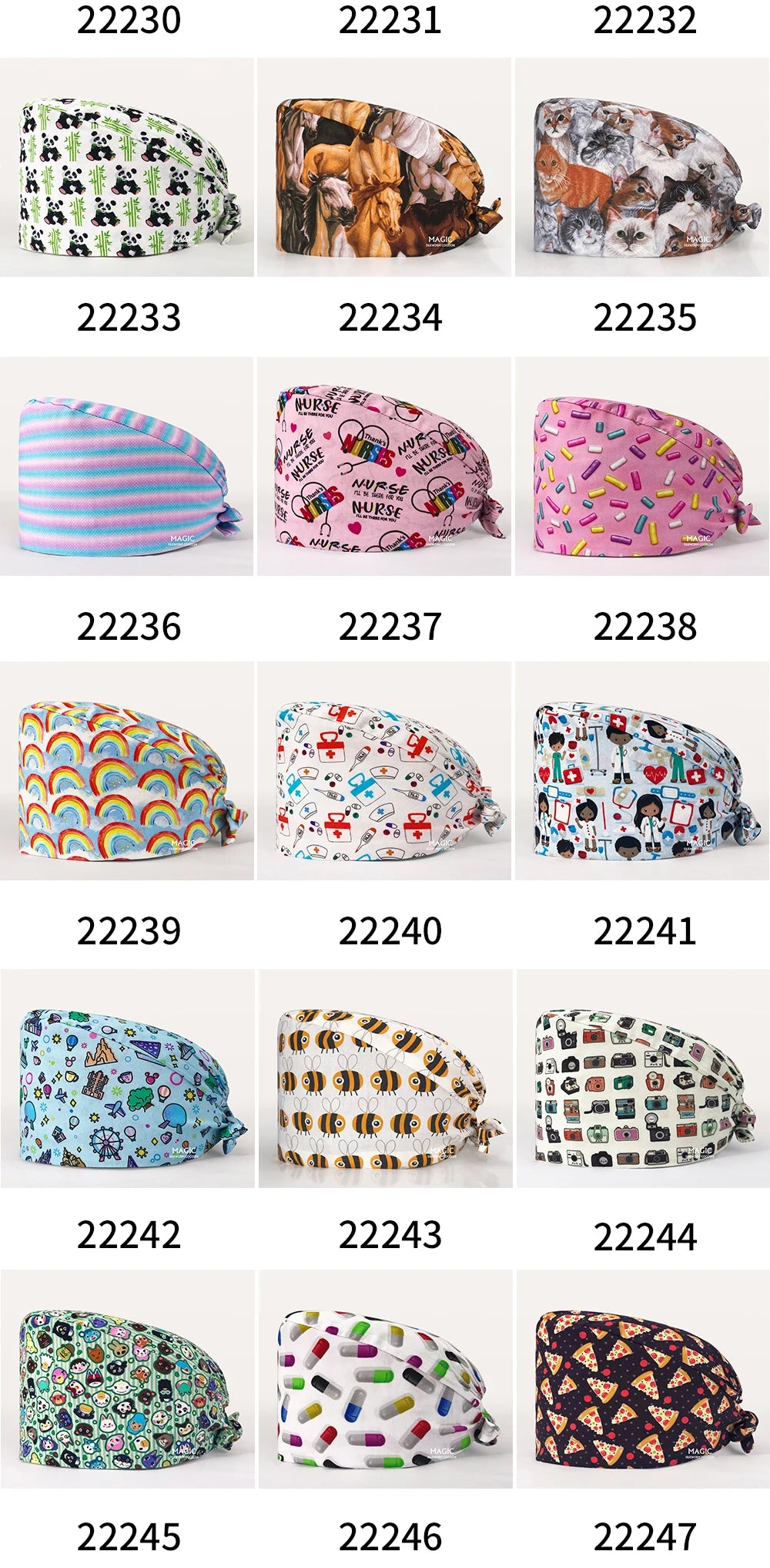 Surgical Caps Printing Pet Hospital Veterinary Scrub Hat Medical Surgery Caps Adjustable Clinic Dental Anesthetist Operation Hat