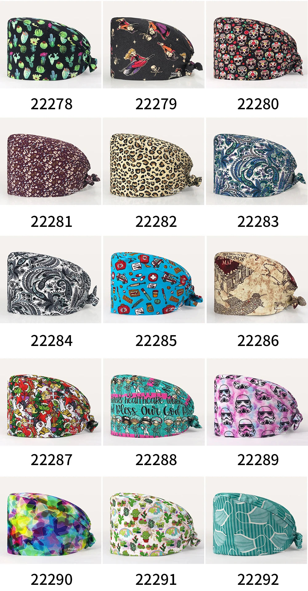 Surgical Caps Printing Pet Hospital Veterinary Scrub Hat Medical Surgery Caps Adjustable Clinic Dental Anesthetist Operation Hat