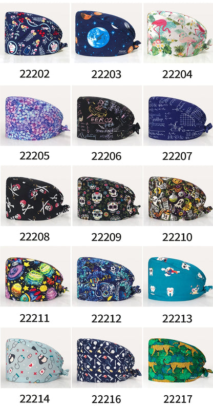 Surgical Caps Printing Pet Hospital Veterinary Scrub Hat Medical Surgery Caps Adjustable Clinic Dental Anesthetist Operation Hat