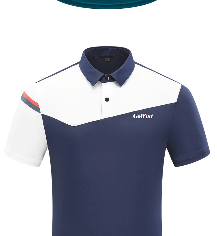 Golf Short-Sleeved T-shirt Men's Golf Sports Clothing Men's Summer Quick-Drying Jersey Sports Polo Shirt White