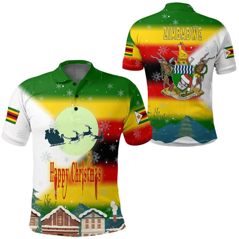 Zimbabwe Flag Map Graphic POLO Shirt GHA National Emblem Polo Shirts For Men Casual Male Streetwear Africa Boy Short Sleeve Tops