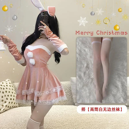 Red Women Christmas Santa Claus Cosplay Costume Winter Off Shoulder Dress Tube Dresses Sexy Red Christmas Dress