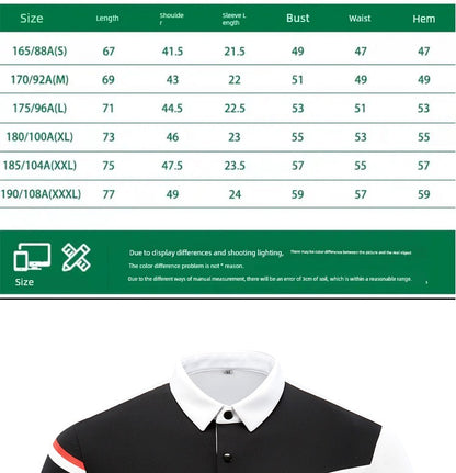 Golf Short-Sleeved T-shirt Men's Golf Sports Clothing Men's Summer Quick-Drying Jersey Sports Polo Shirt White