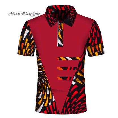 Summer African Shirt for Men African Print POLO Style Shirt Male Tops Short Sleeve Men African Clothes Fashion Plus Size Wyn860