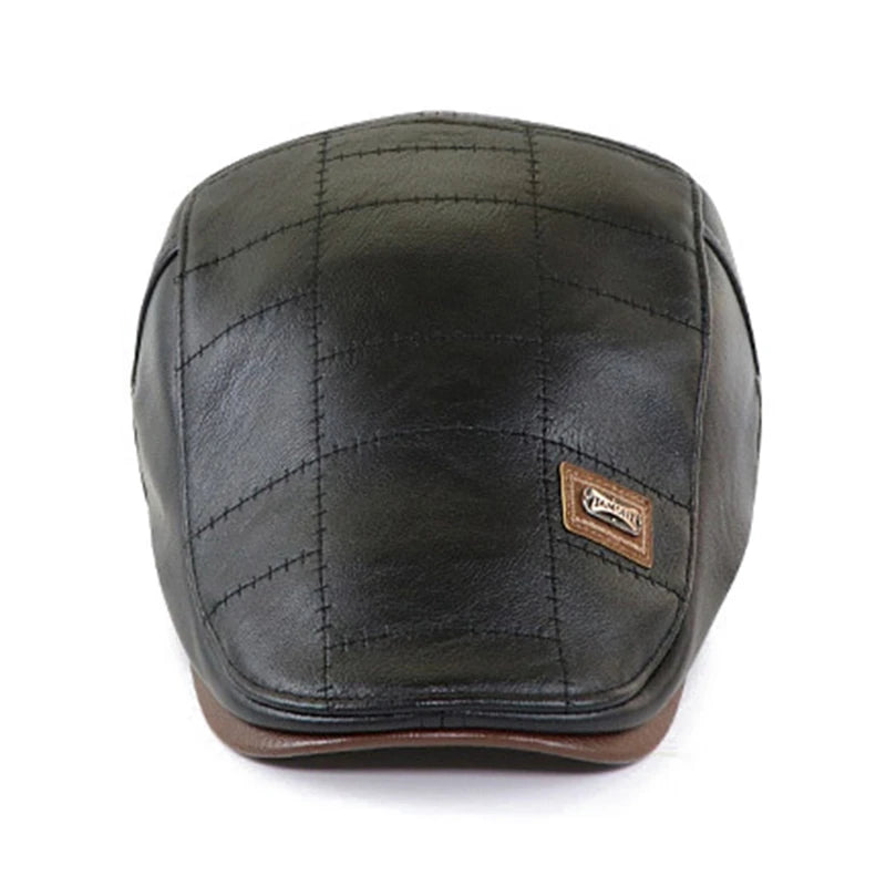 High Quality Leather Berets Hat Men Classic Office Caps Adjustable Buckle Beret Comfortable Retro Hats Autumn Winter Golf Cap