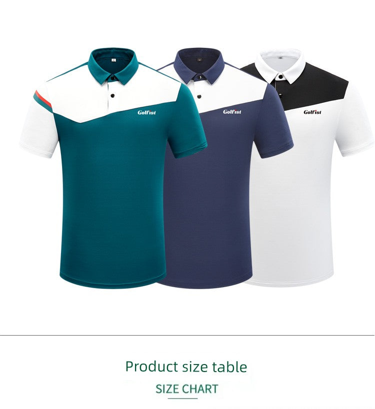 Golf Short-Sleeved T-shirt Men's Golf Sports Clothing Men's Summer Quick-Drying Jersey Sports Polo Shirt White
