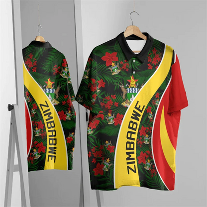 Zimbabwe Flag Map Graphic POLO Shirt GHA National Emblem Polo Shirts For Men Casual Male Streetwear Africa Boy Short Sleeve Tops