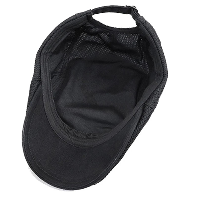 Men's Casual Golf Hat Berets Cotton Caps For Spring Summer Autumn Cabbie Flat Cap Breathable Mesh Newsboy Cap