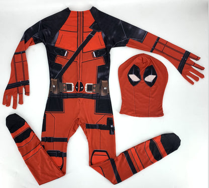 Superhero Deadpool Costume Halloween Cosplay Jumpsuit Boys Fantasy Movie Character Mask Tights with Sword and Bag Holiday Set
